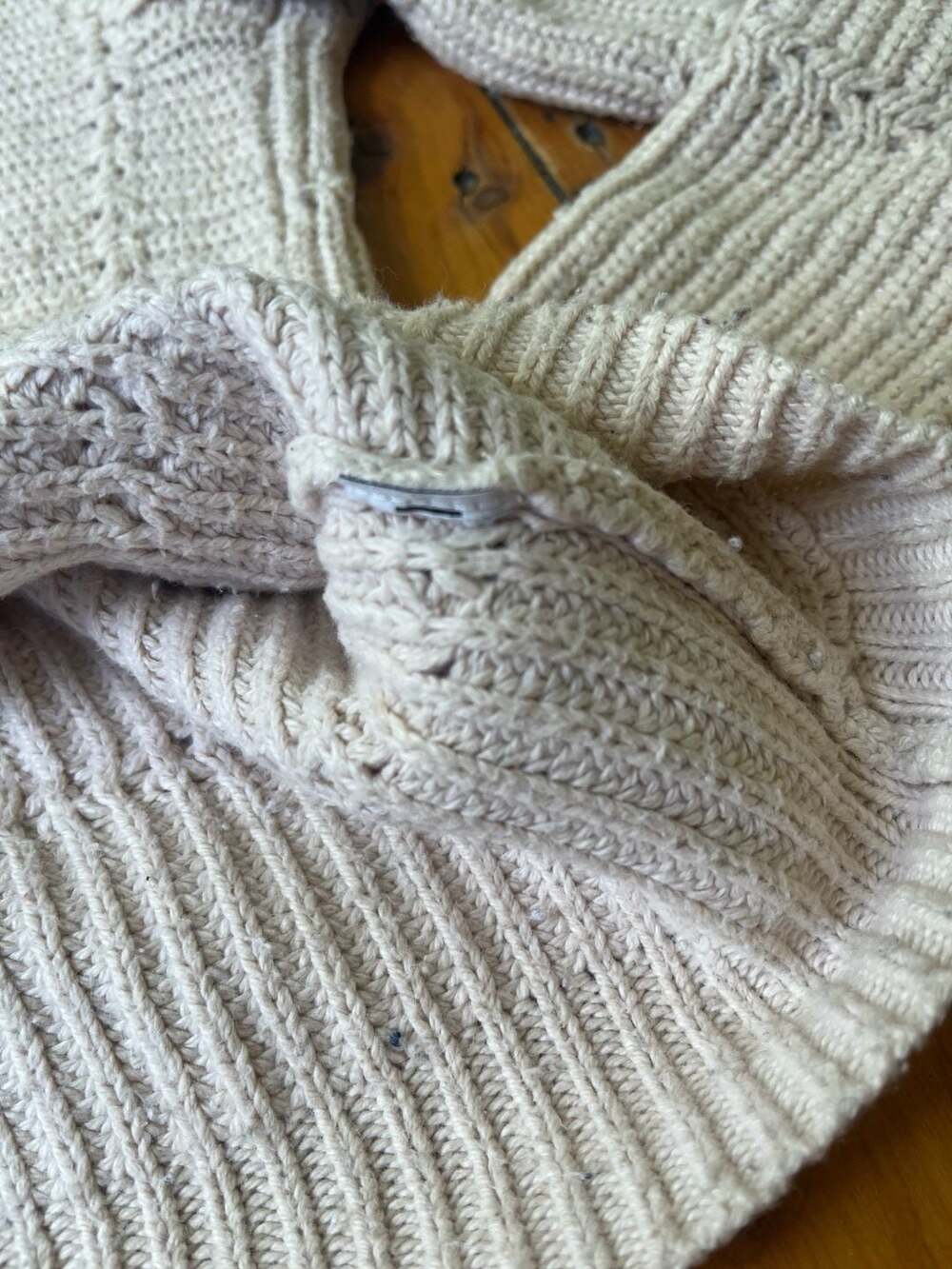 Madewell Women's Cream Textured Cable Knit Crewneck Sweater Small - Picture 3 of 7